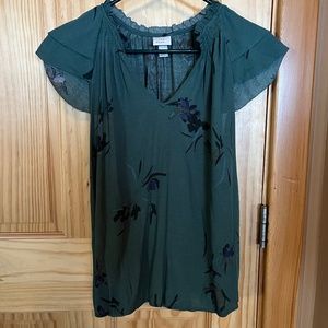 A New Day small green/blue floral Cap Sleeve Blouse